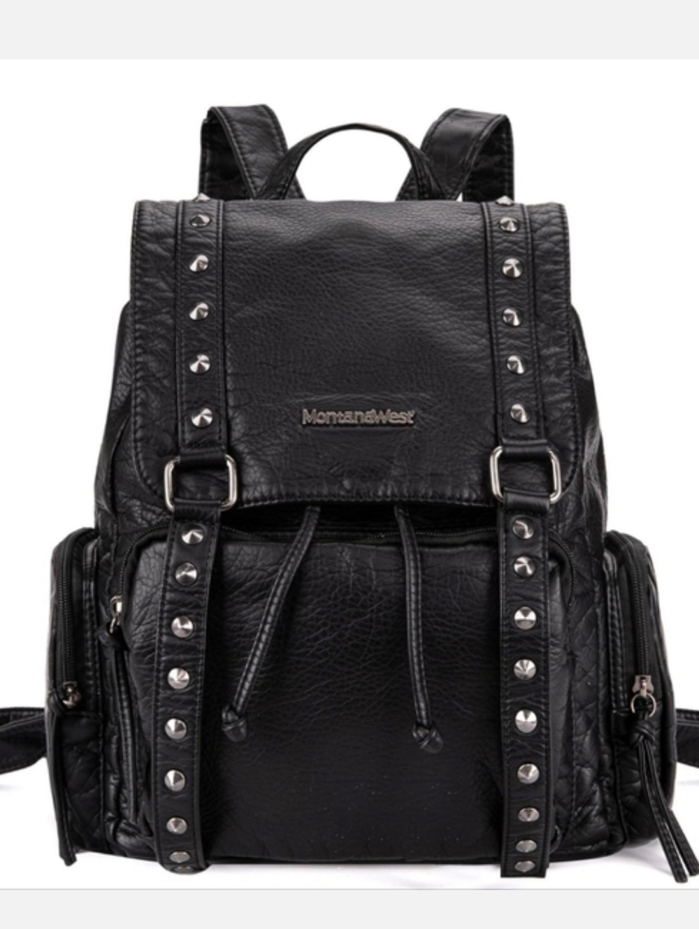 Montana West Black Studded Faux Leather Backpack